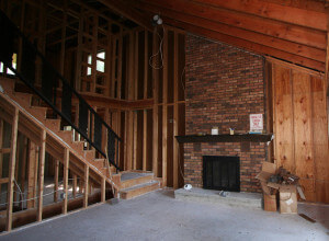 Home remodeling interior fireplace before