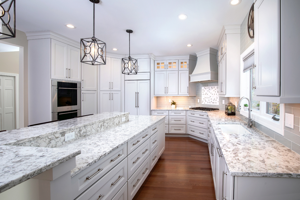 kitchen remodel with white cabinetry
