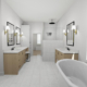 rendering of a master bathroom remodel