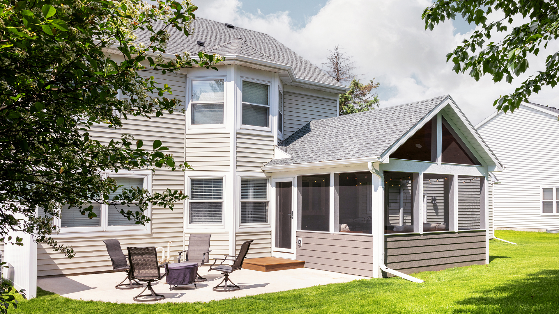 Screen porch addition and patio